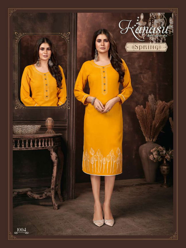 Kanasu Spring Regular Wear Wholesale Embroidery Kurti Collection